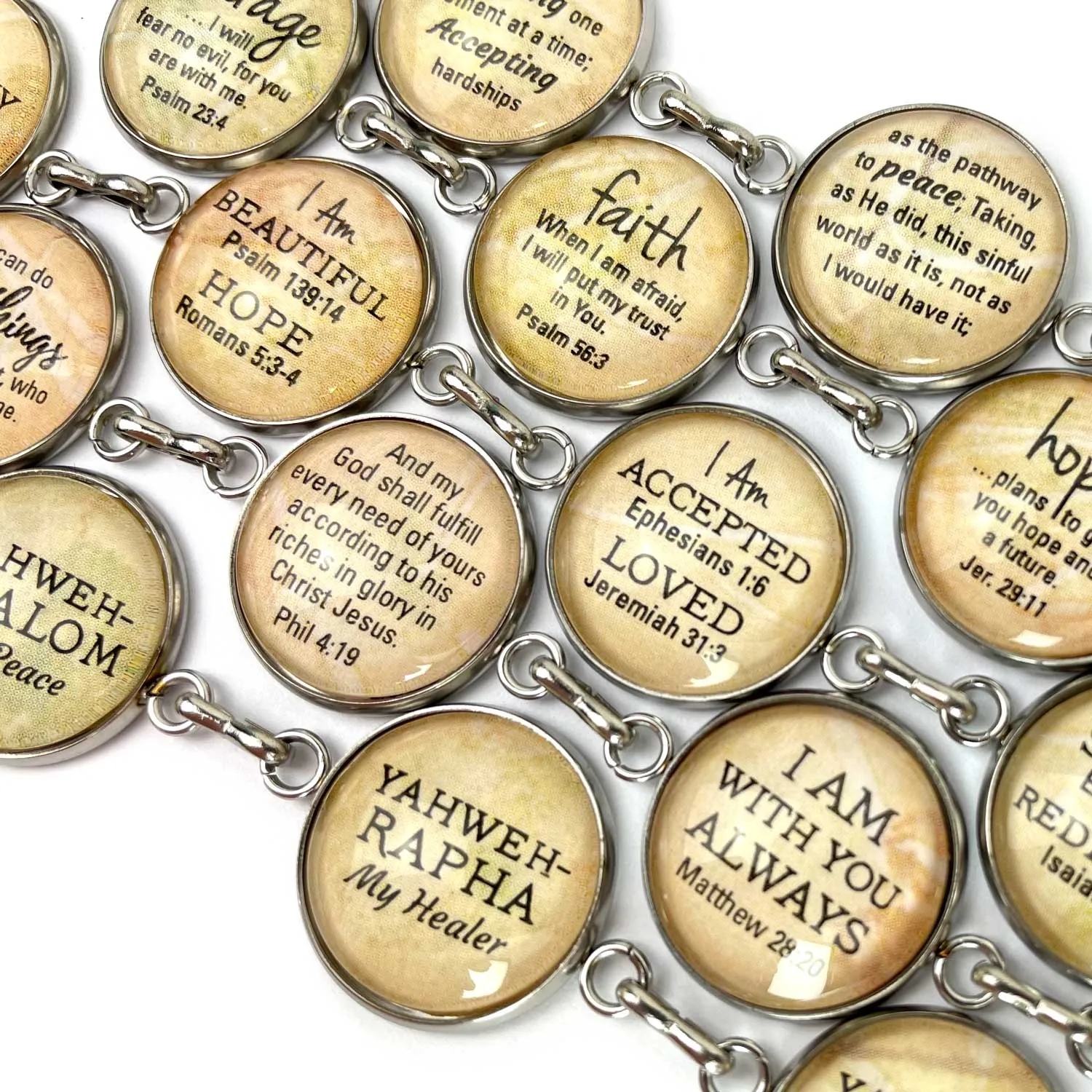 I Am a Woman of God, Forgiven & Unbound – Christian Affirmations Bracelet – Glass Charm Stainless Steel Bracelet