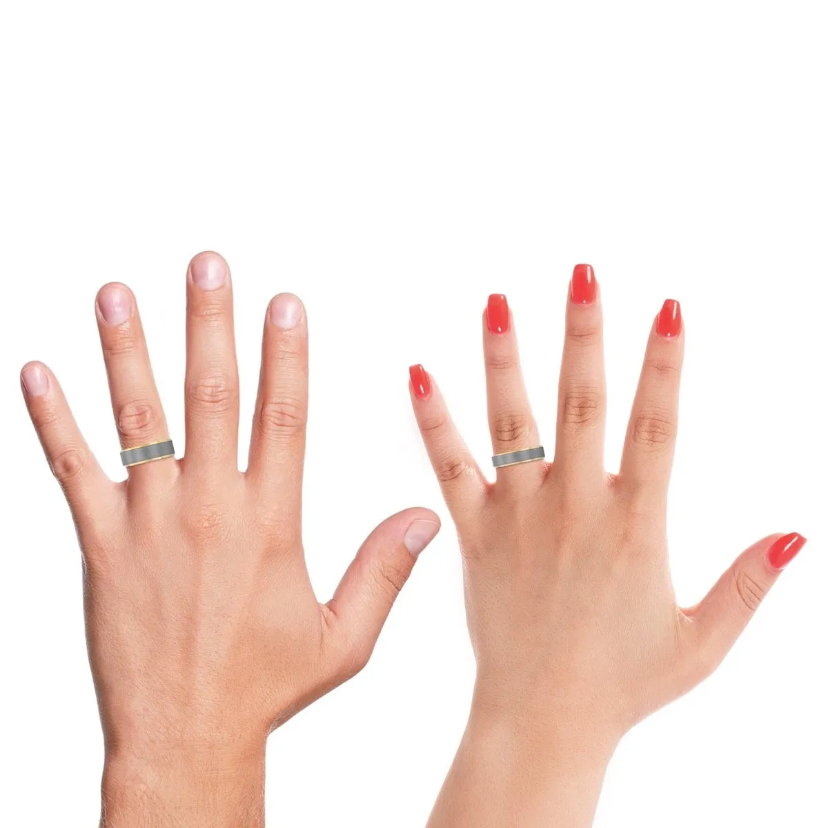 INFERNO | Orange Ring, Brushed, Silver Tungsten Ring, Gold Beveled Edges
