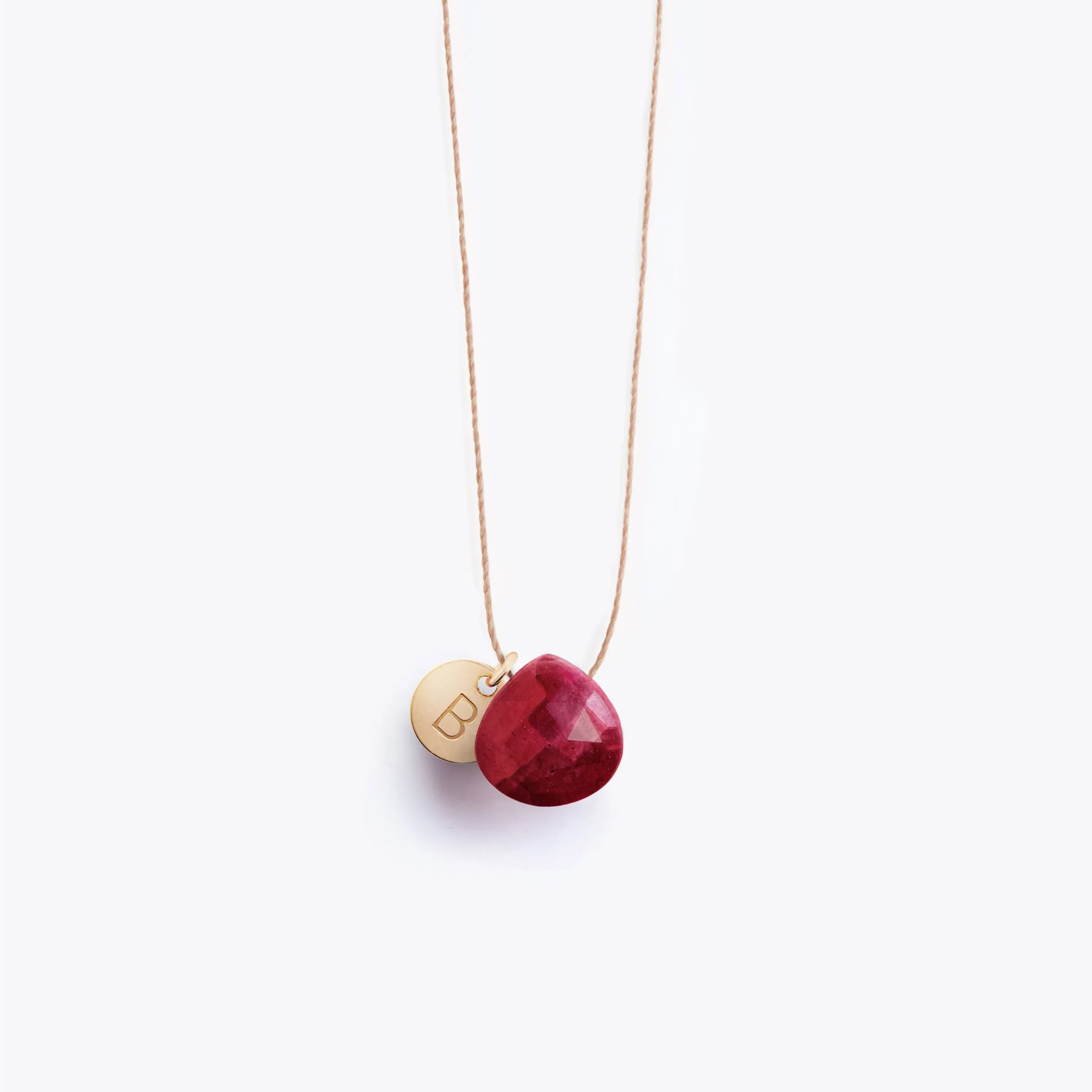 July Ruby Fine Cord Birthstone Necklace