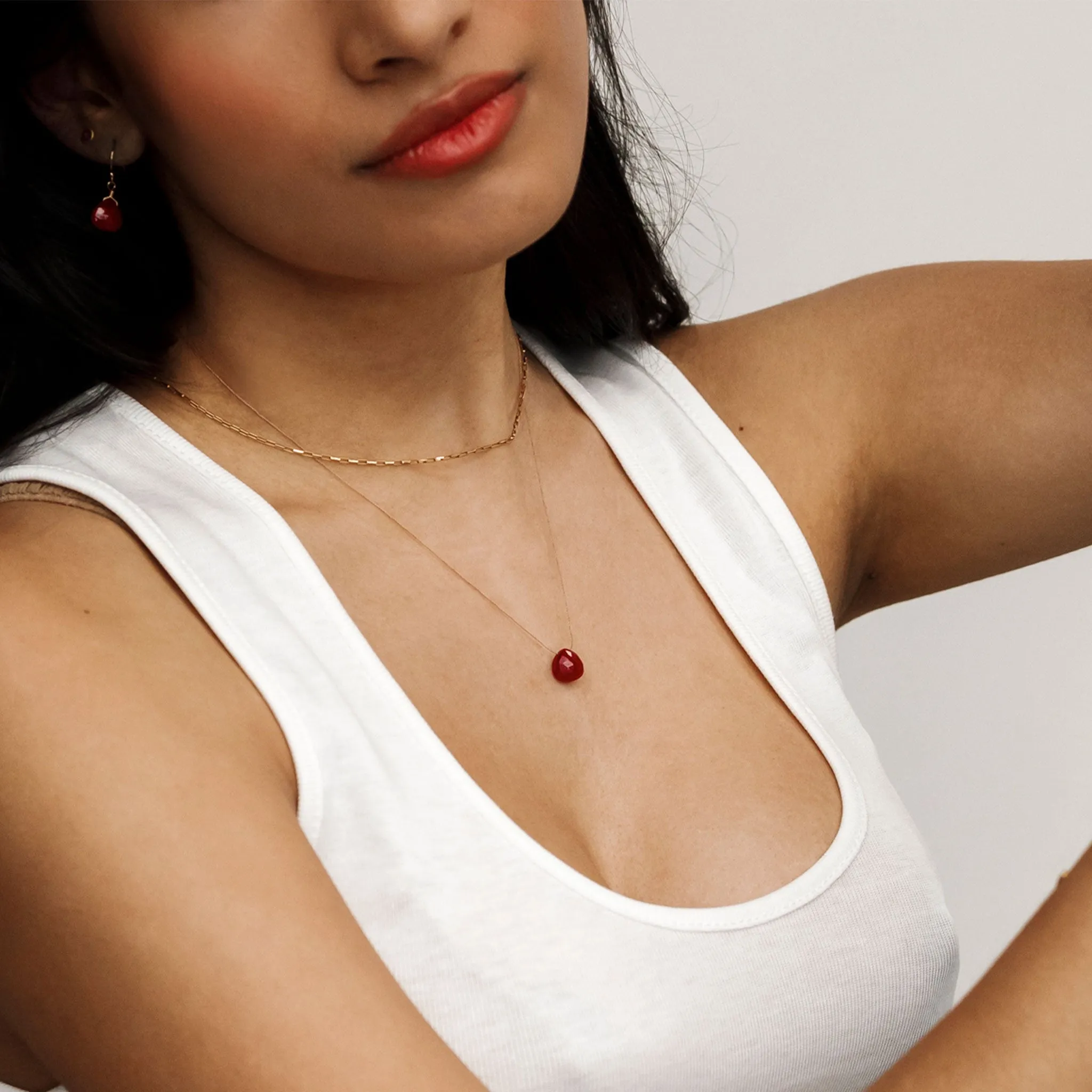 July Ruby Fine Cord Birthstone Necklace