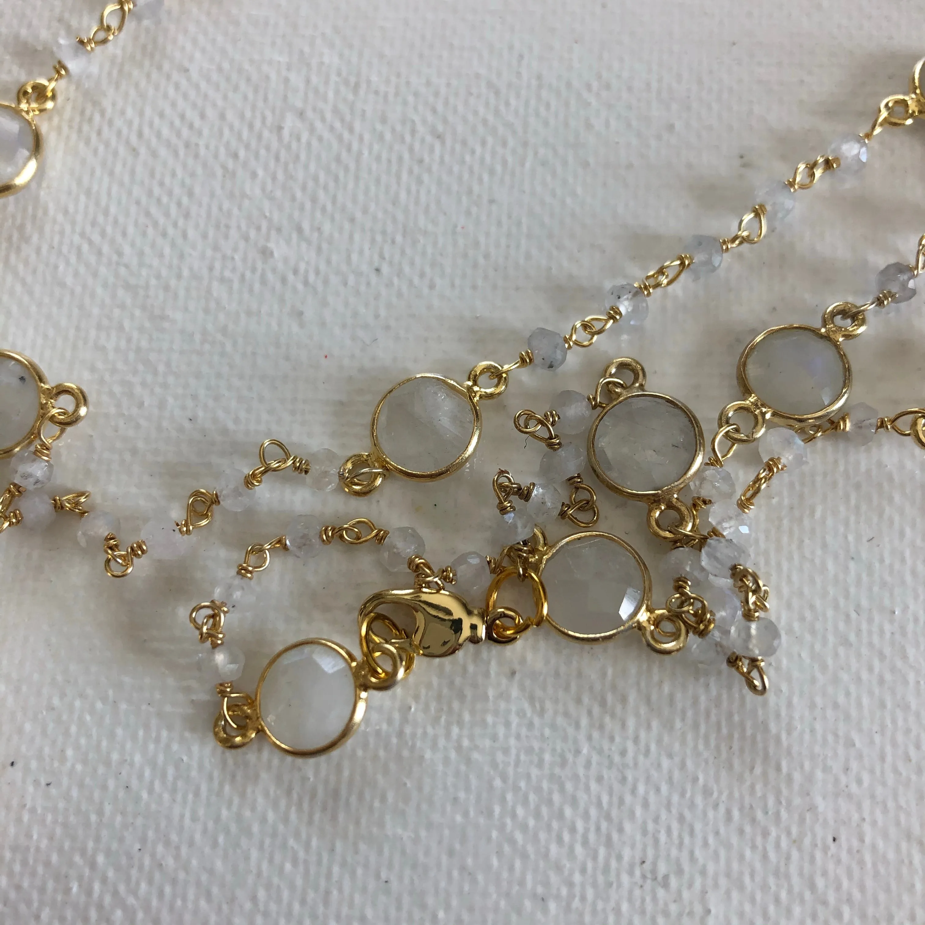 Key to My Heart Brass Padlock on Moonstone Chain