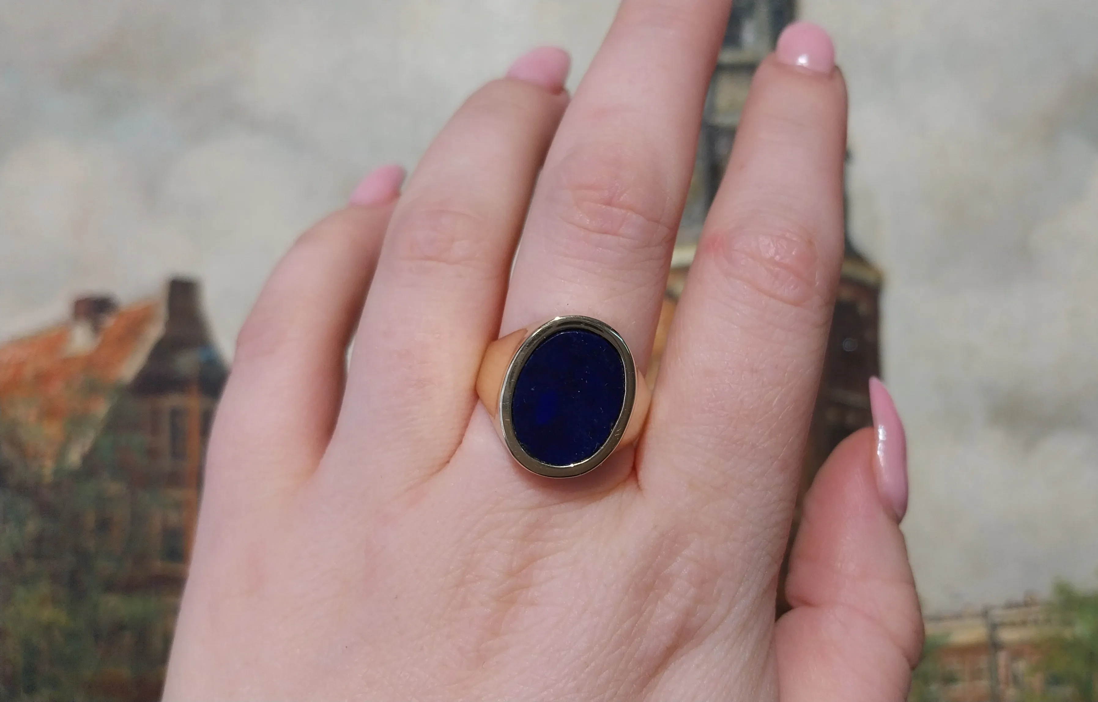 Lapiz signet ring in 14 carat gold