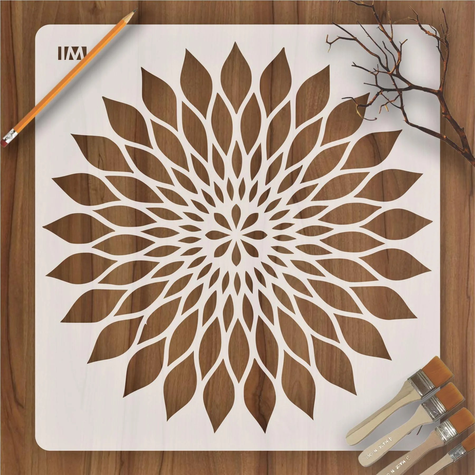 MANDALA SUNFLOWER Reusable Stencil for Canvas and wall painting.ID#37