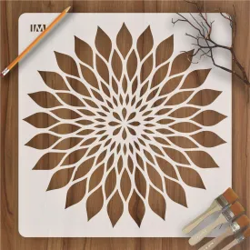 MANDALA SUNFLOWER Reusable Stencil for Canvas and wall painting.ID#37