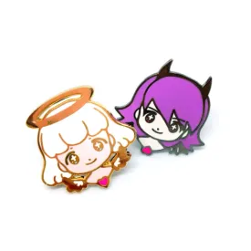 PIN(s) - Angel and Demon Girls! - Gold Plating Black Plating/hard enamel/rubber pinback