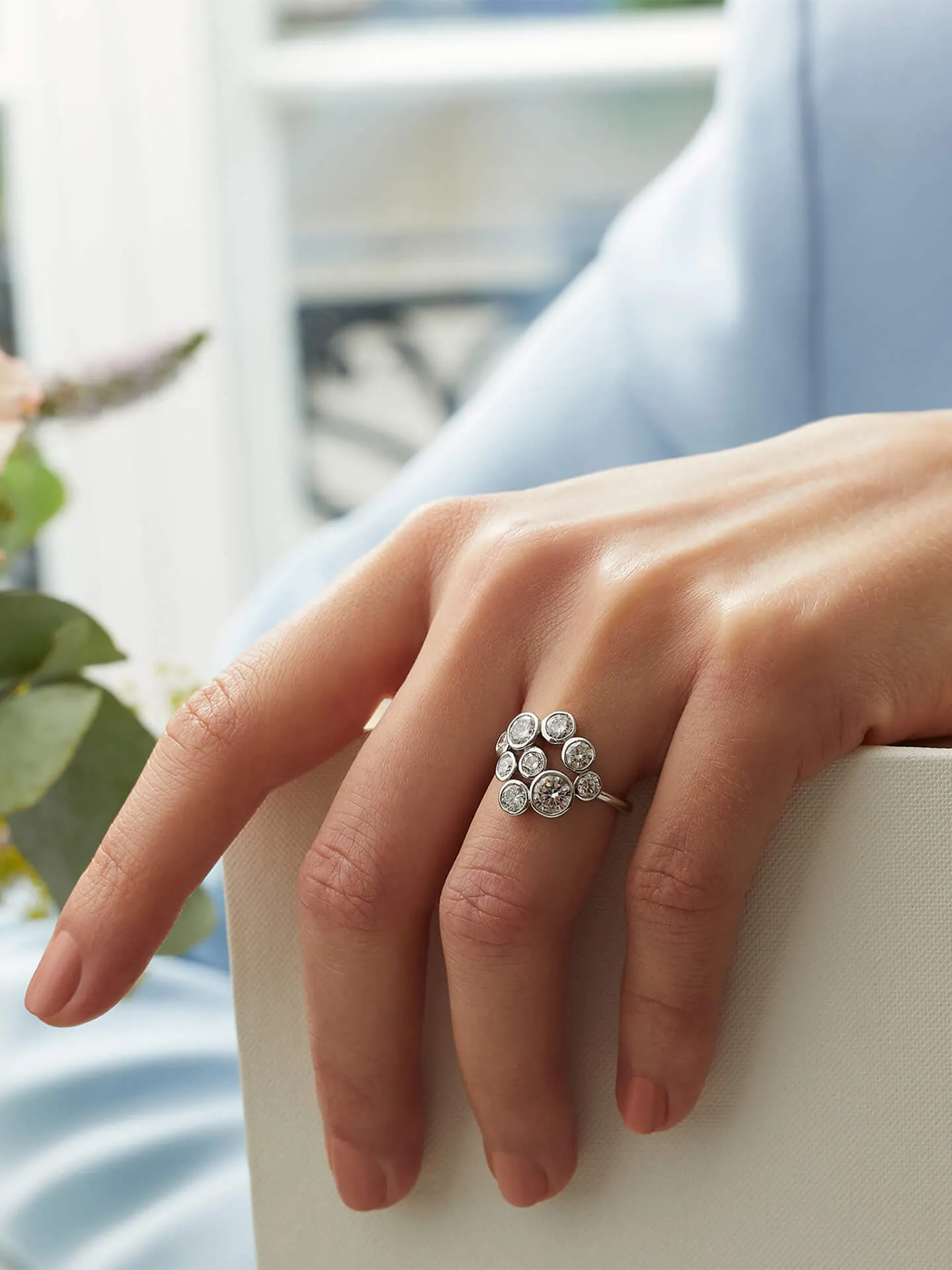 Raindance Platinum Diamond Cluster Ring