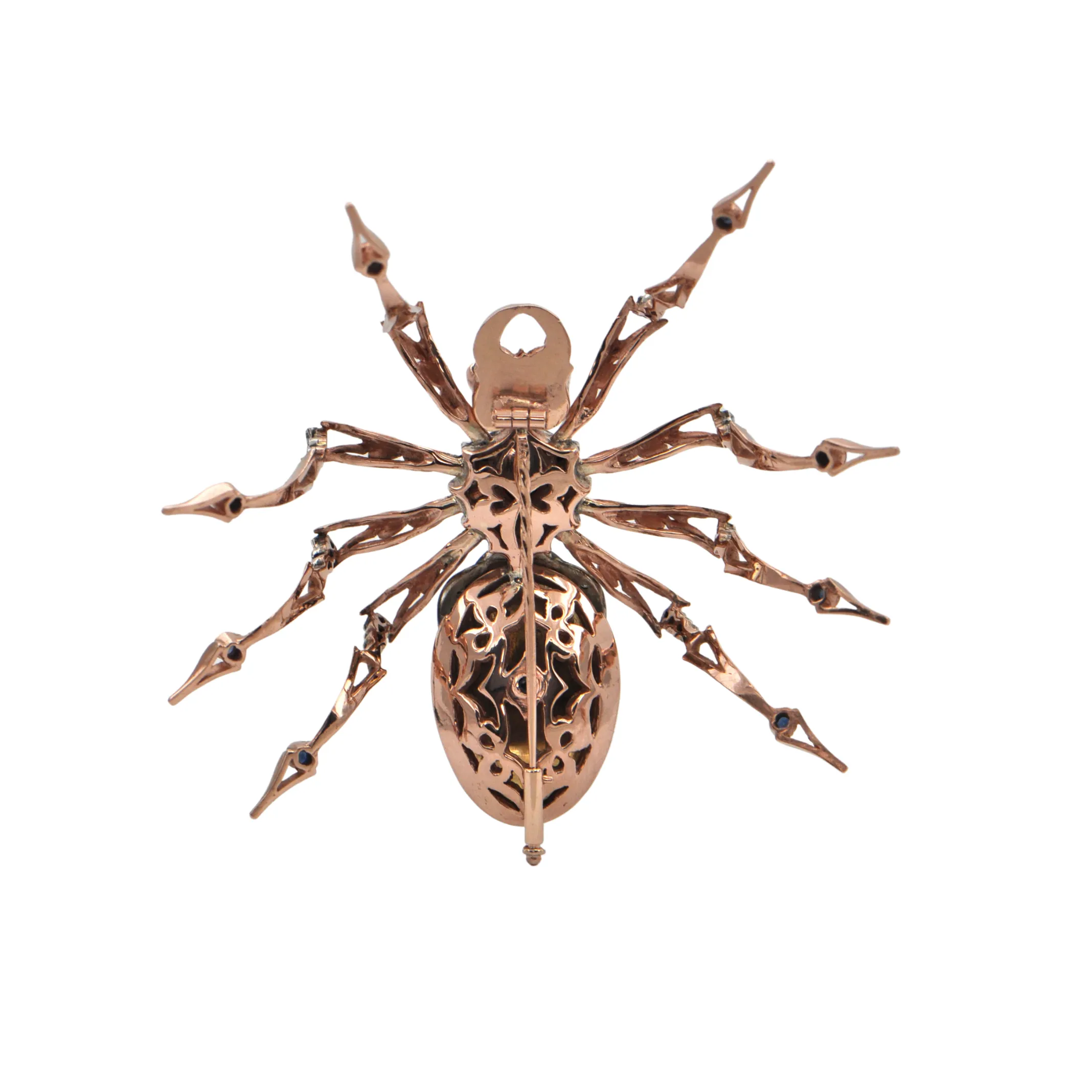 Reproduction Russian Gold Guilloche Enamel Spider Brooch circa 1980-1990