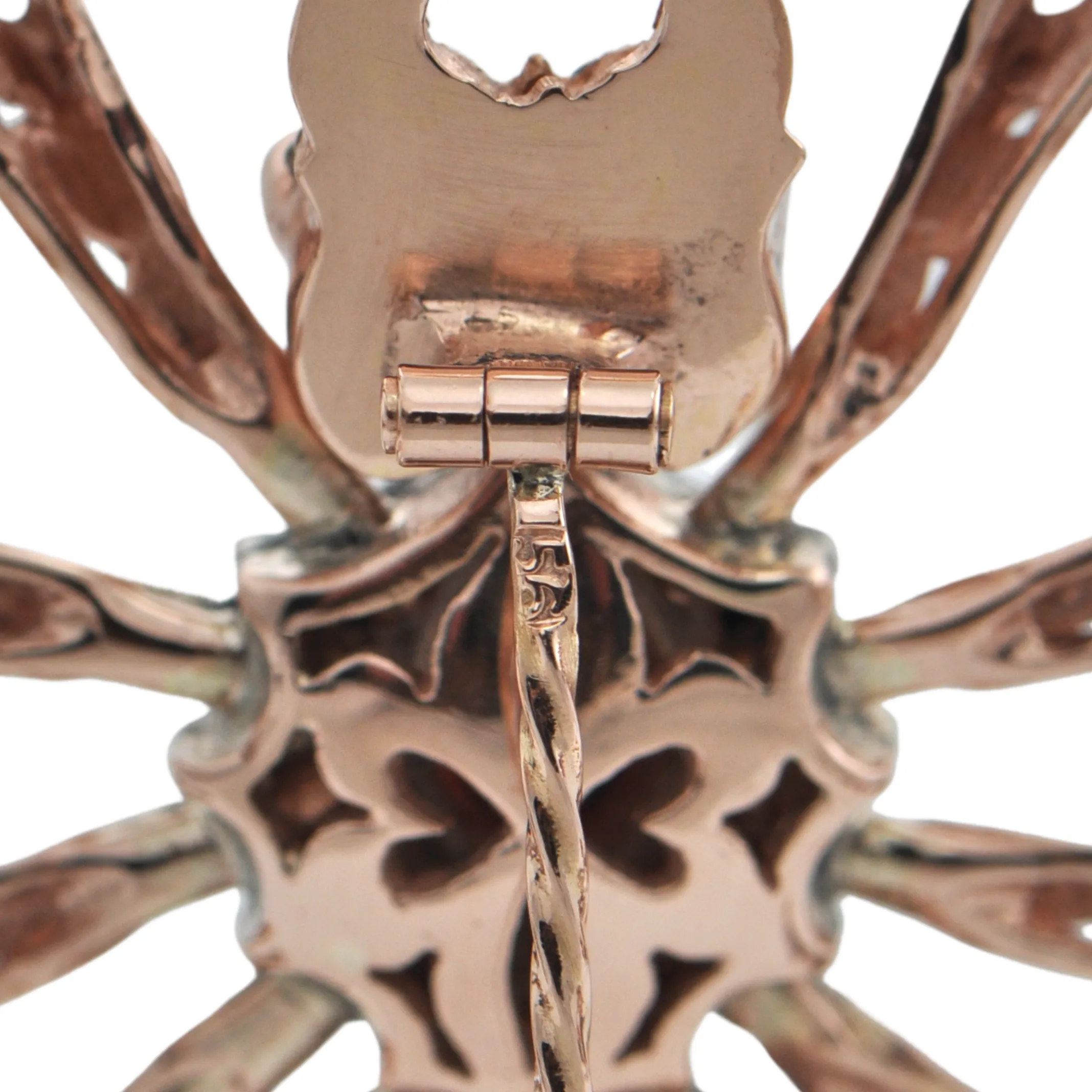 Reproduction Russian Gold Guilloche Enamel Spider Brooch circa 1980-1990
