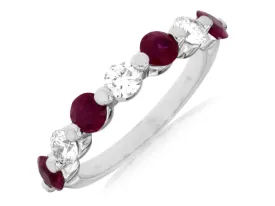 Ruby and Diamond White Gold Stackable Ring