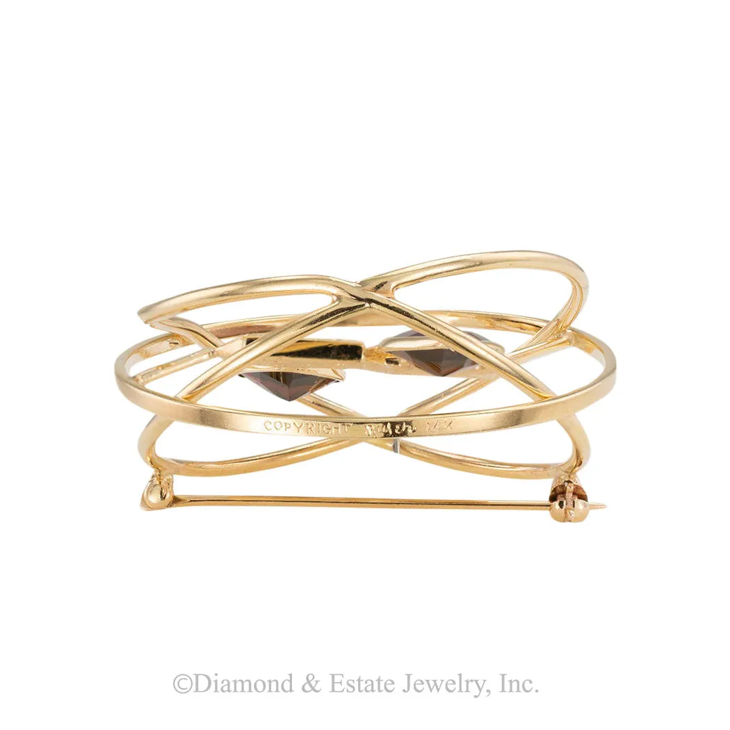 Ruser Garnet Diamond Yellow Gold Dice Brooch