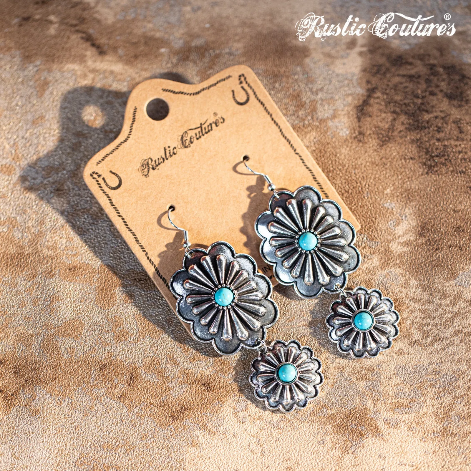 Rustic Couture's Navajo Silver Concho with Natural Stone Dangling Earring