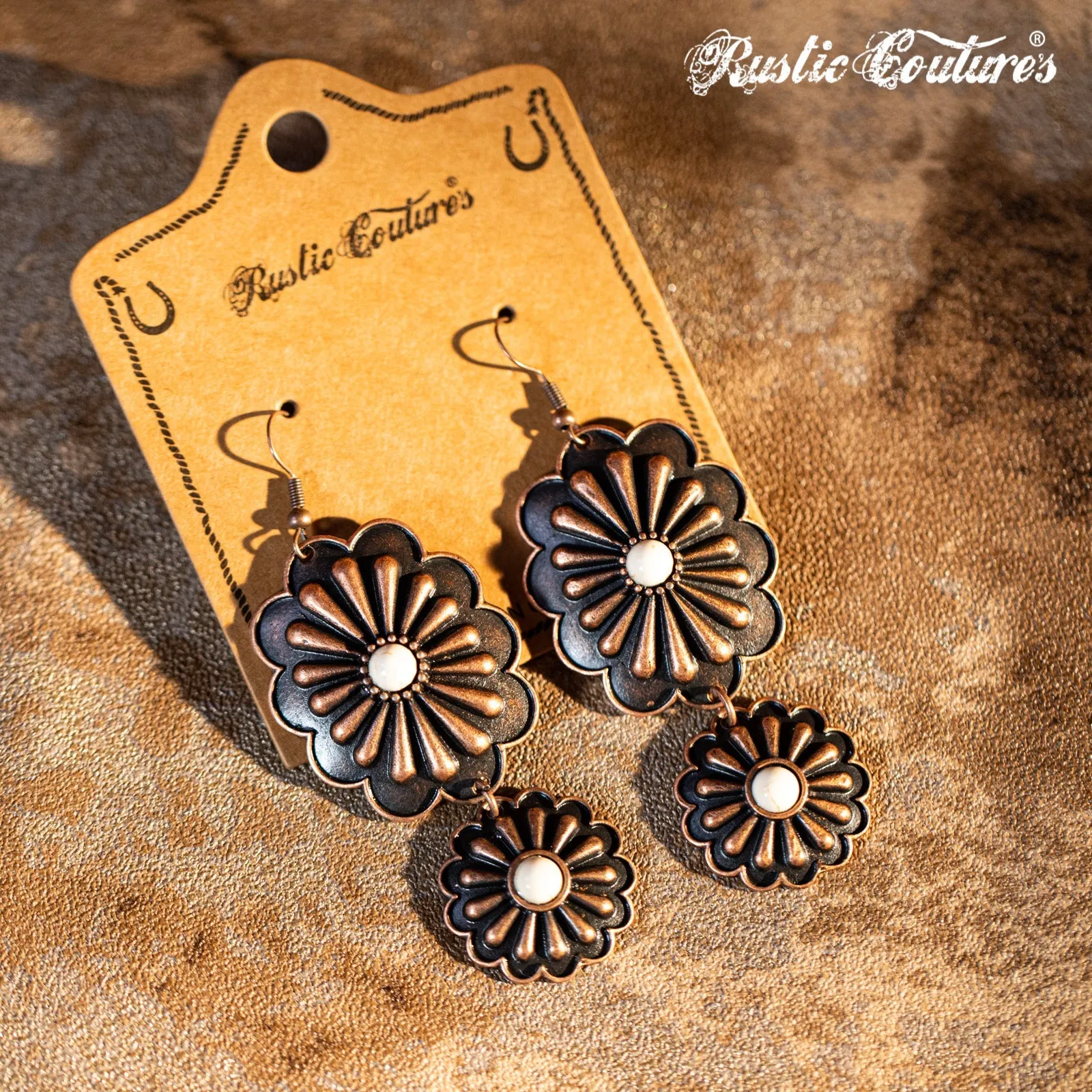 Rustic Couture's Navajo Silver Concho with Natural Stone Dangling Earring