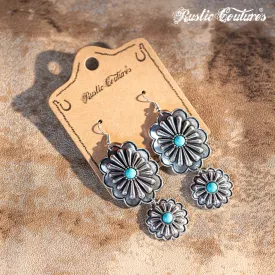 Rustic Couture's Navajo Silver Concho with Natural Stone Dangling Earring