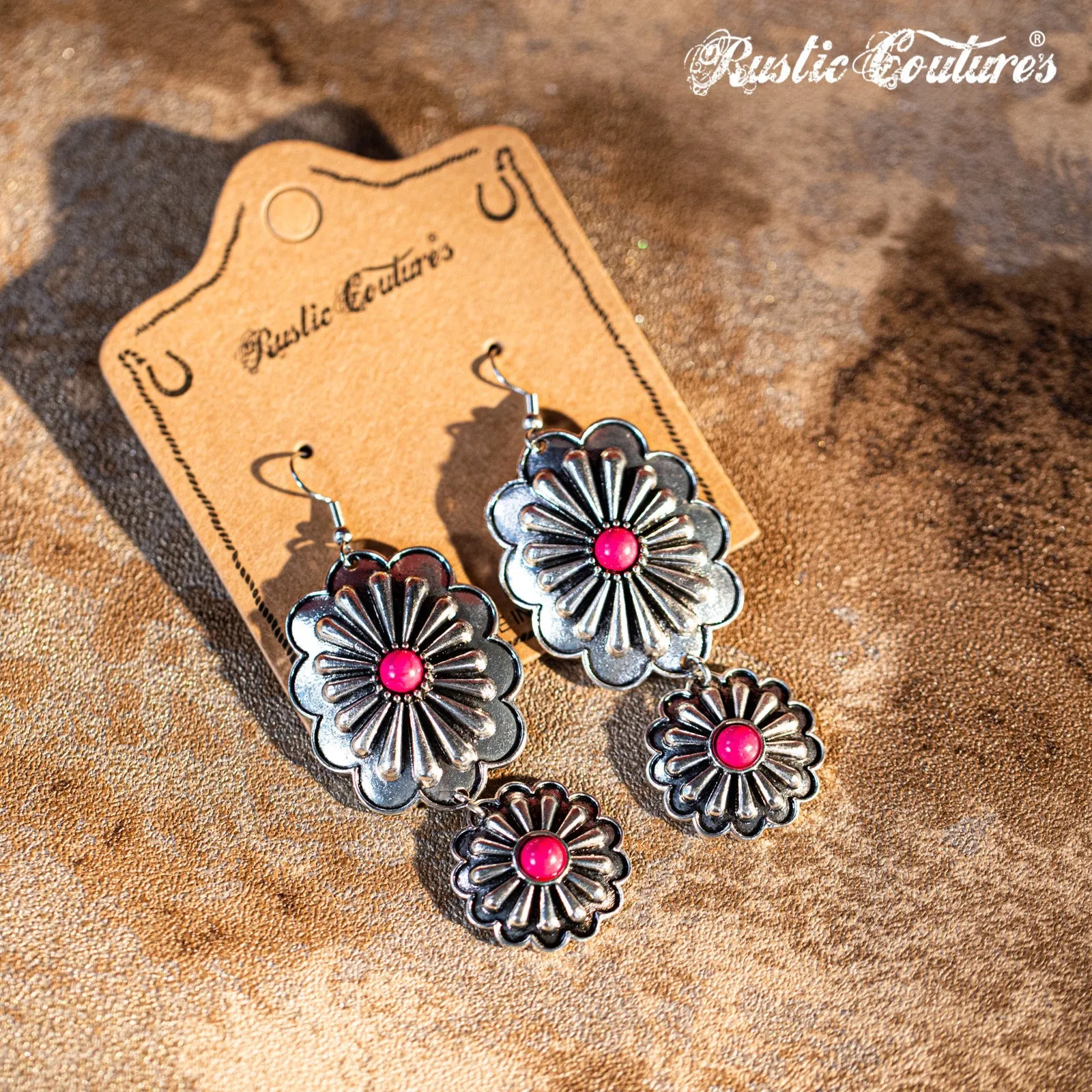 Rustic Couture's Navajo Silver Concho with Natural Stone Dangling Earring