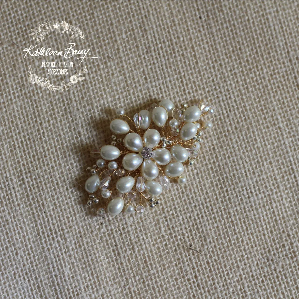 Shae Gold, Pearl & Crystal Bridal Hair Clip