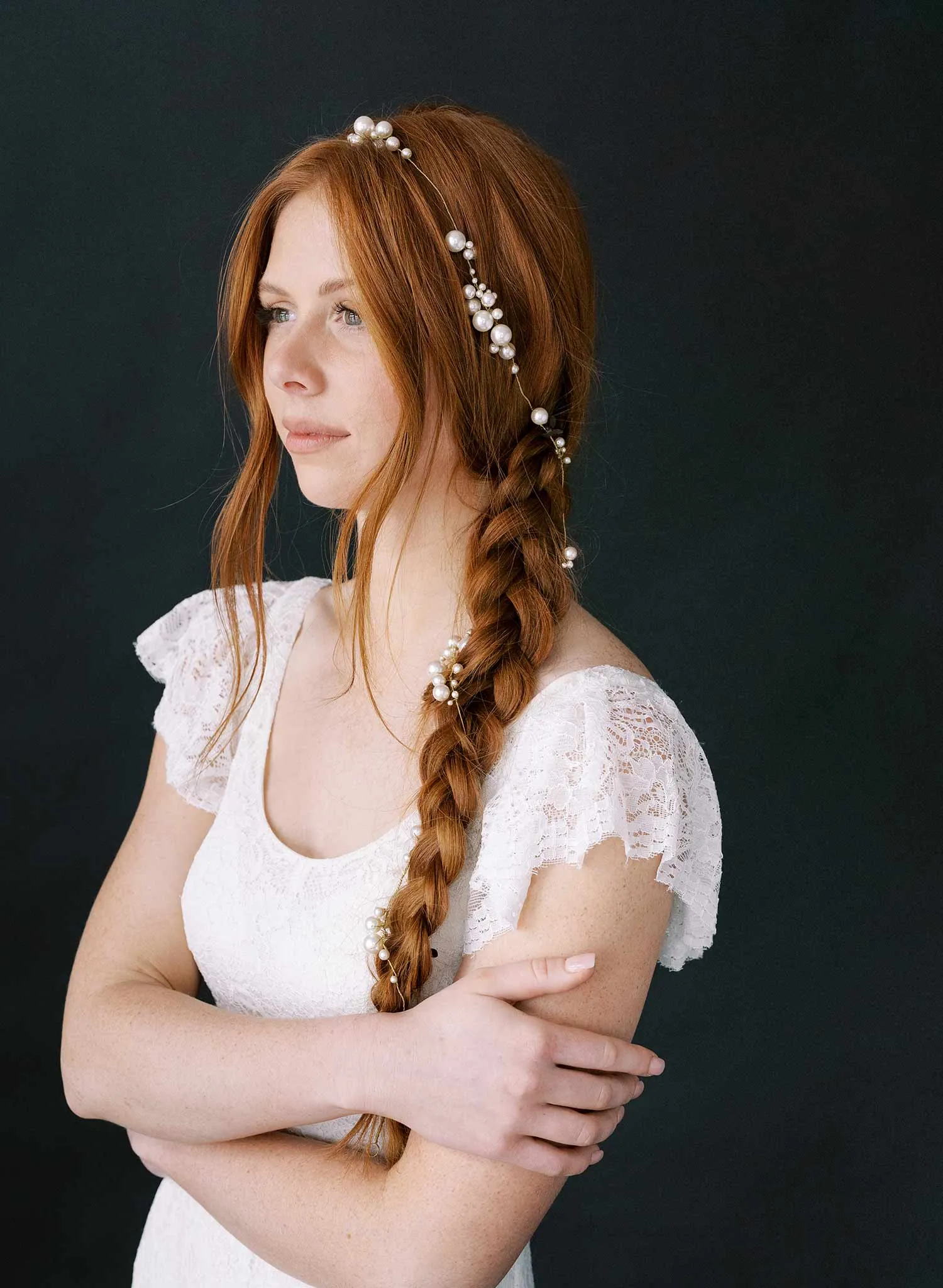 Statement pearl clusters extra long hair vine - Style #2344
