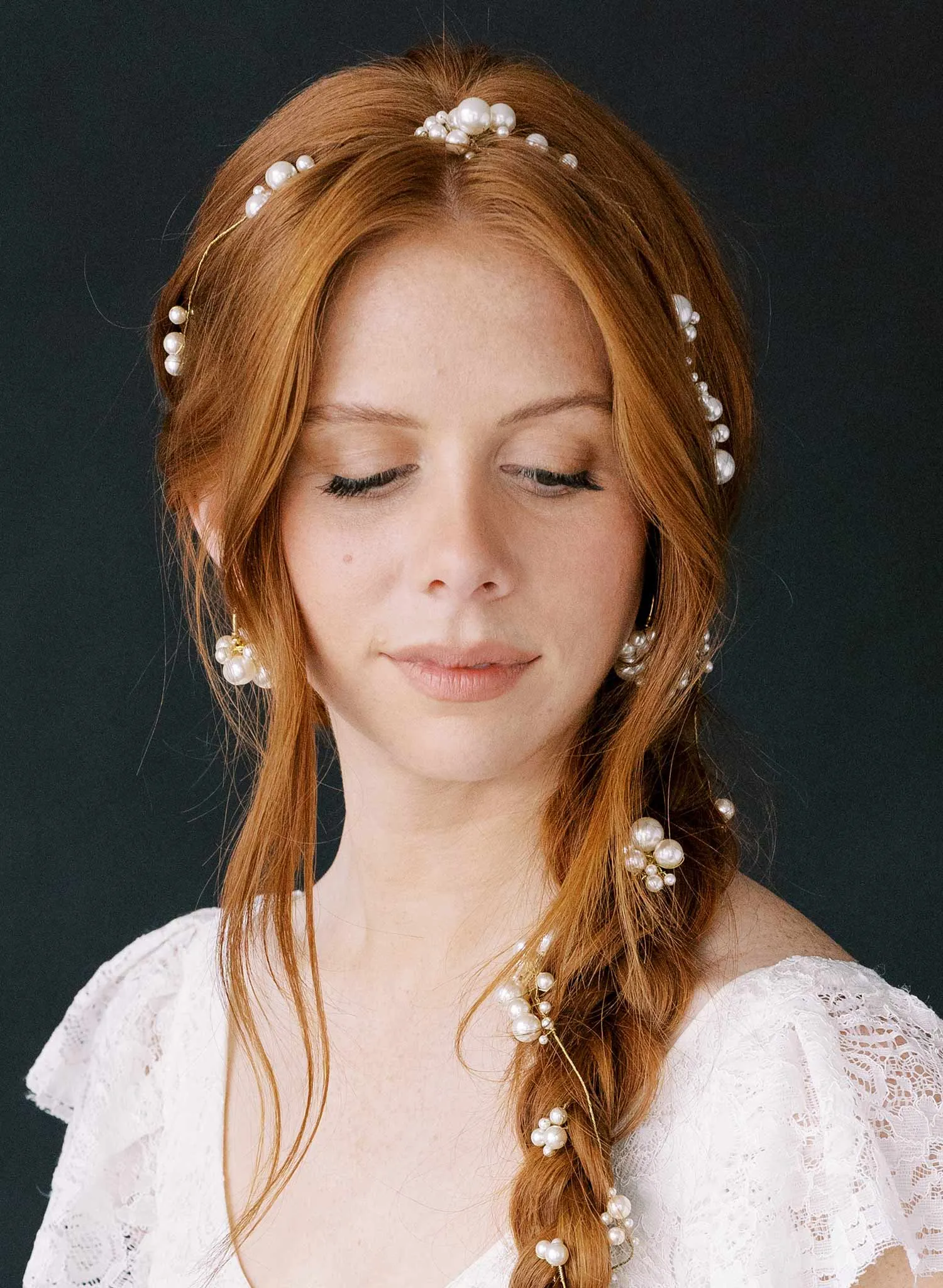 Statement pearl clusters extra long hair vine - Style #2344