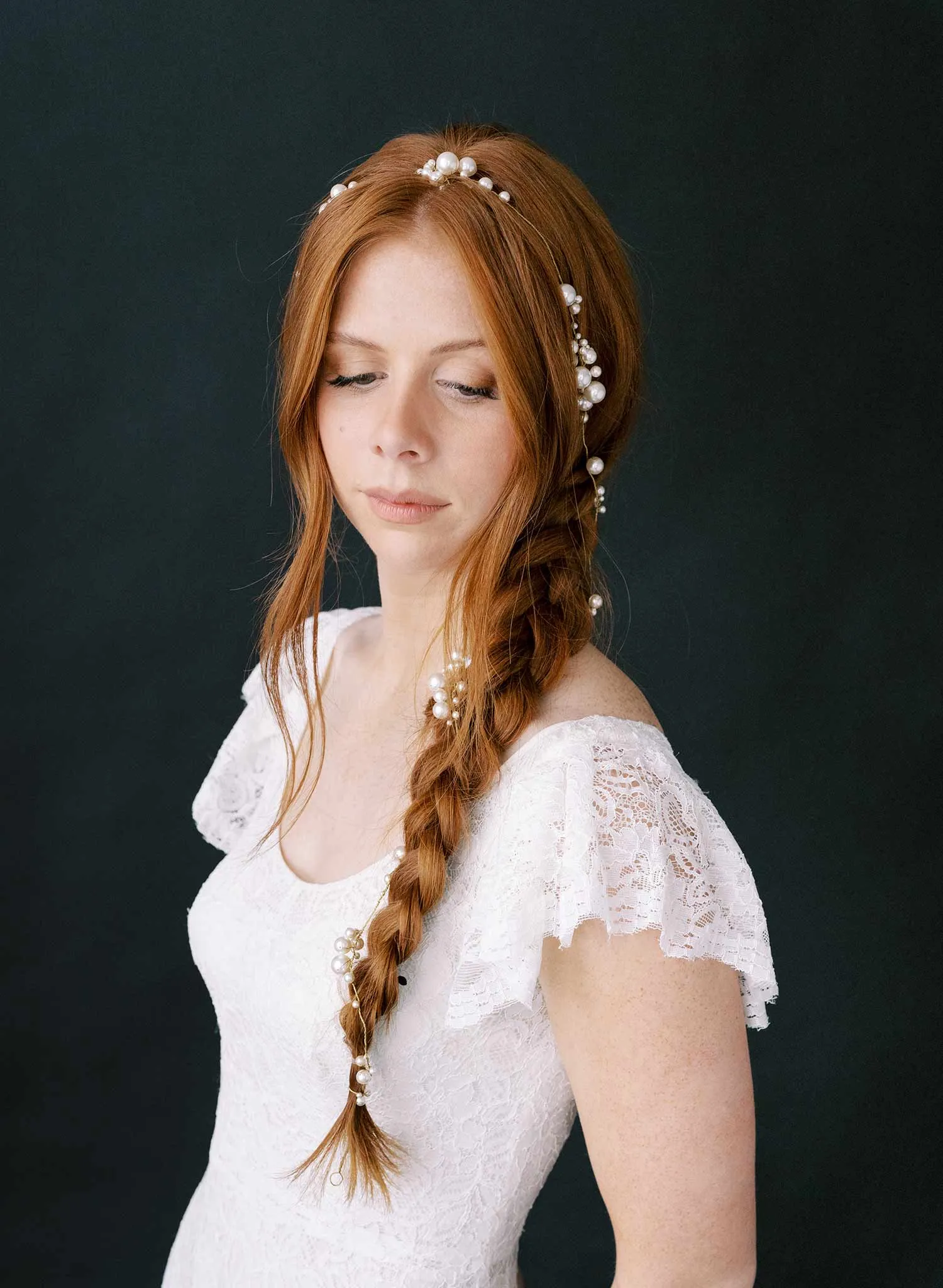 Statement pearl clusters extra long hair vine - Style #2344