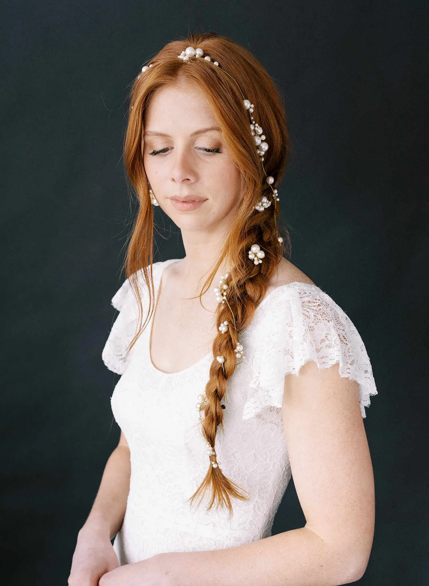 Statement pearl clusters extra long hair vine - Style #2344