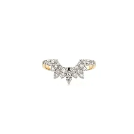 Sunburst Diamond Ring with Twenty-Two Diamonds in 14K Yellow and White Gold
