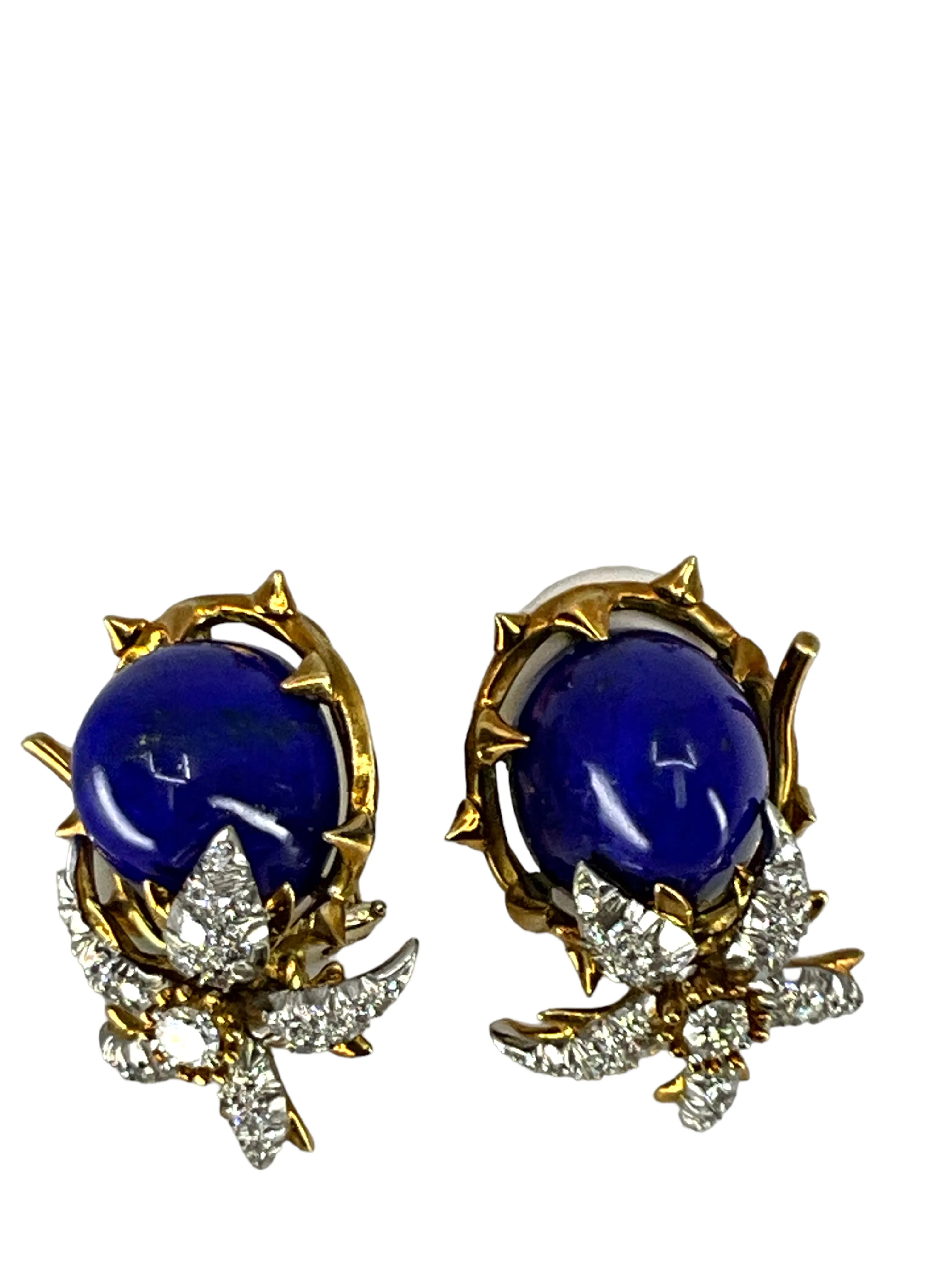 Tiffany & Co. Jean Schlumberger Lapis Lazuli Diamond Earrings NEW
