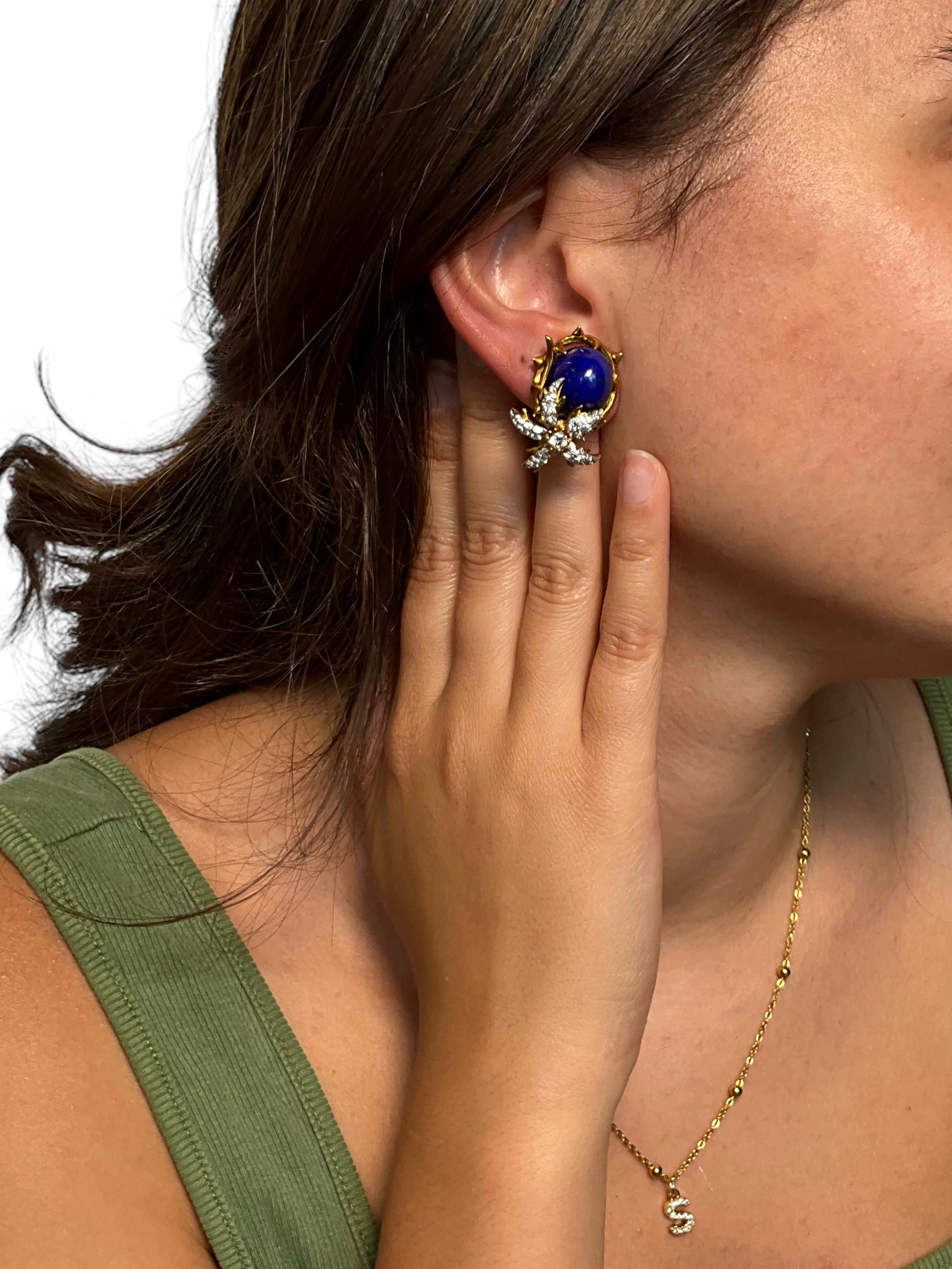 Tiffany & Co. Jean Schlumberger Lapis Lazuli Diamond Earrings NEW