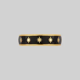 VYVIAN. Tiny Star Black Enamel Ring - Gold